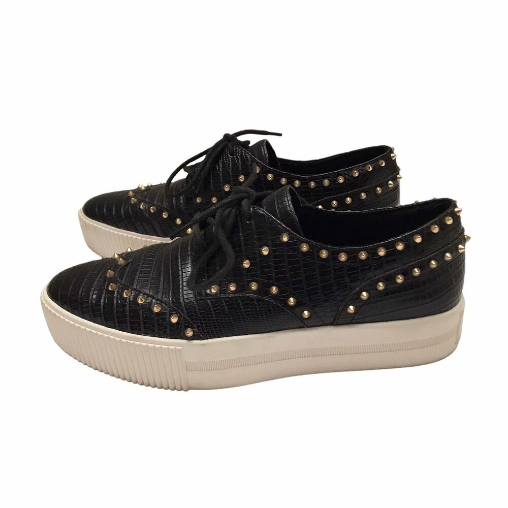 Ash Women's Black Leather Krush Platform Spike Oxford Shoe Sneaker Women Size 38 - Picture 3 of 8